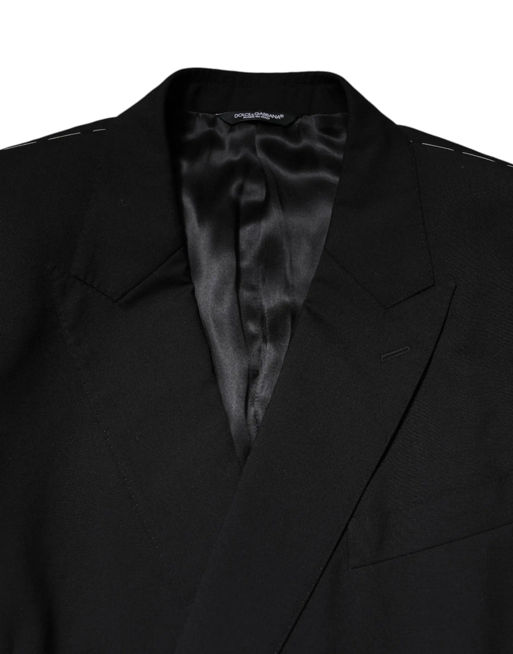 Veste de costume noire dolce gabbana martini à double boutonnage avec doublure en satin