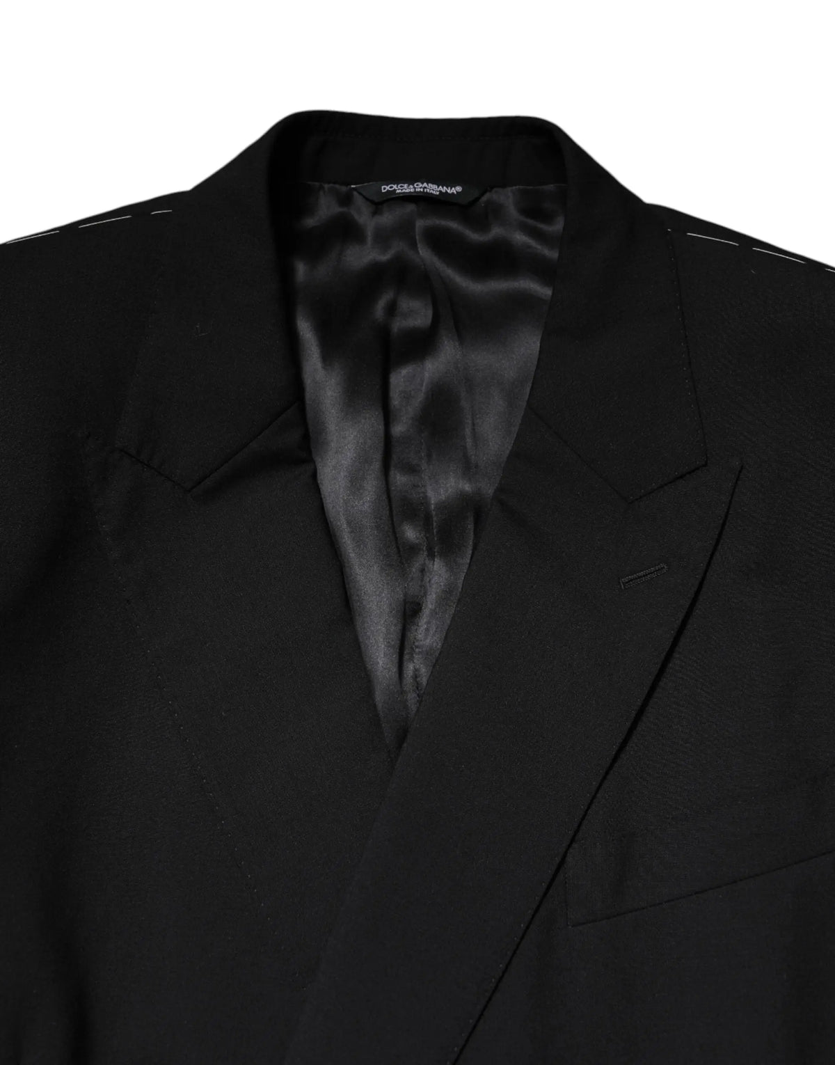 Veste de costume noire dolce gabbana martini à double boutonnage avec doublure en satin