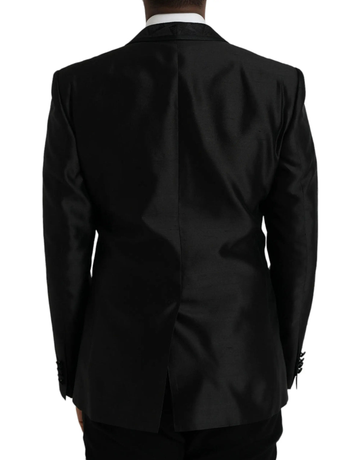 Veste de costume noire dolce gabbana martini en satin avec revers crantés et léger brillant