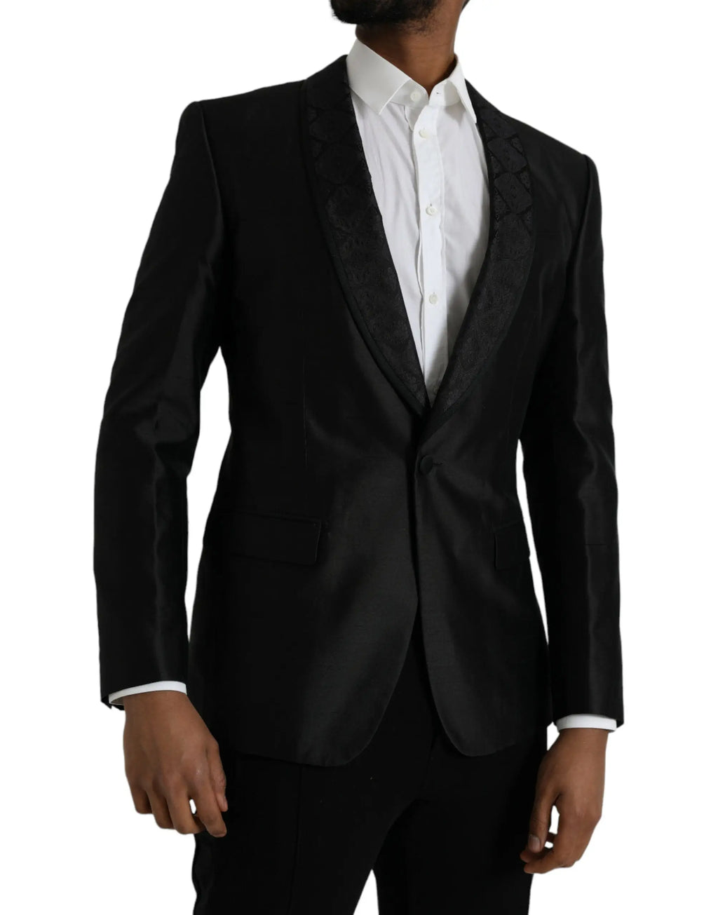 Dolce & gabbana black martini single breasted tuxedo jacket en satin avec éclat subtil et col élégant