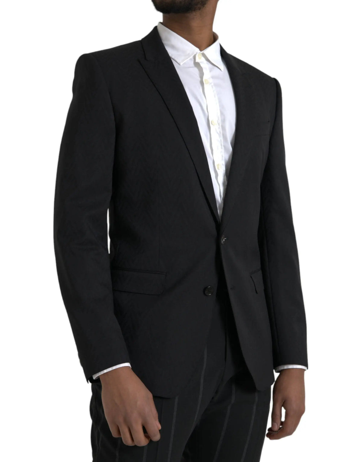 Veste blazer dolce & gabbana martini slim fit noire en tissu texturé au style moderne et coupe ajustée