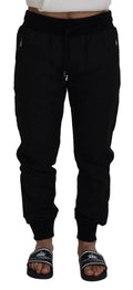 Dolce & gabbana pantalon jogger homme noir en coton avec taille à cordon et poches latérales pour un style décontracté
