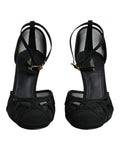 Dolce & gabbana escarpins à talons noirs en mesh avec bride à la cheville et boucle dorée