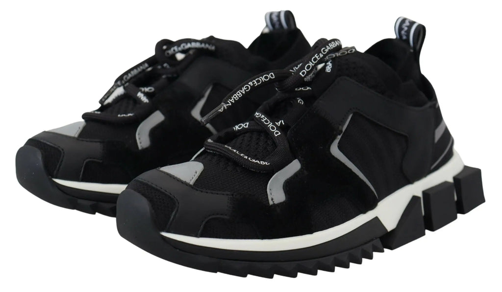 Baskets dolce & gabbana sorrento trekking noires en mesh avec accents gris et blanc semelle épaisse en caoutchouc