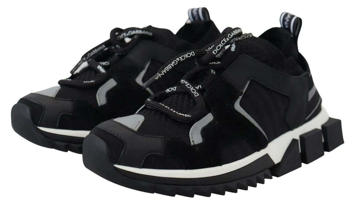 Baskets dolce & gabbana sorrento trekking noires en mesh avec accents gris et blanc semelle épaisse en caoutchouc