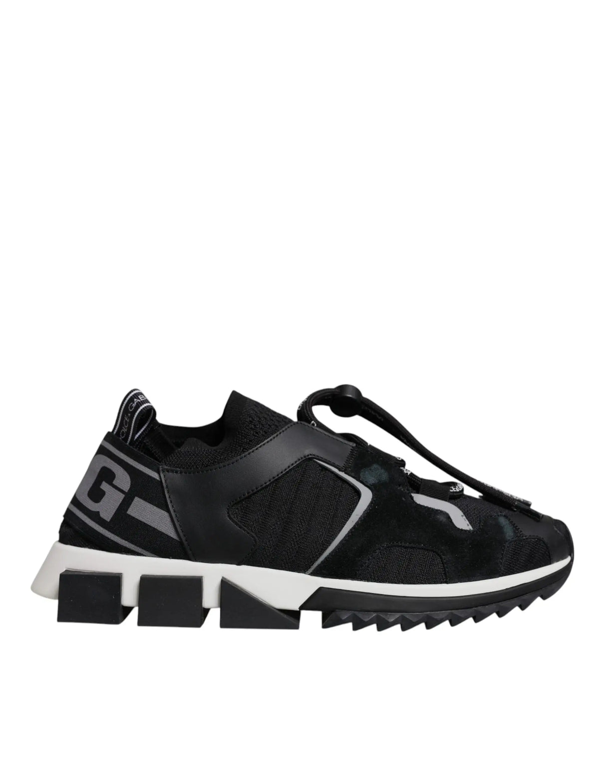 Baskets homme dolce & gabbana noire en mesh et daim avec semelle épaisse blanche et noire et détails argentés