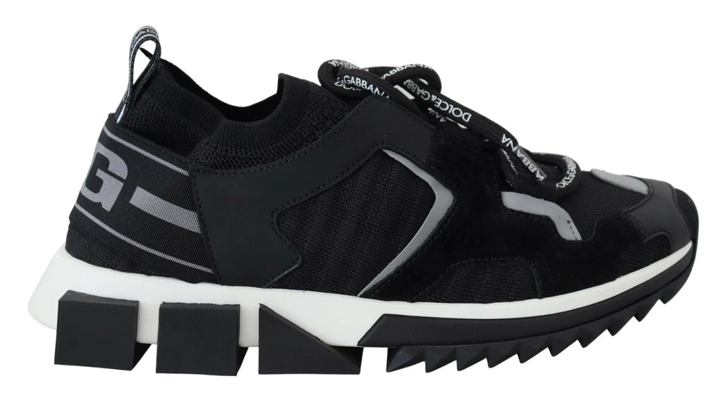Baskets dolce & gabbana sorrento noires en mesh avec accents gris et semelle blanche épaisse