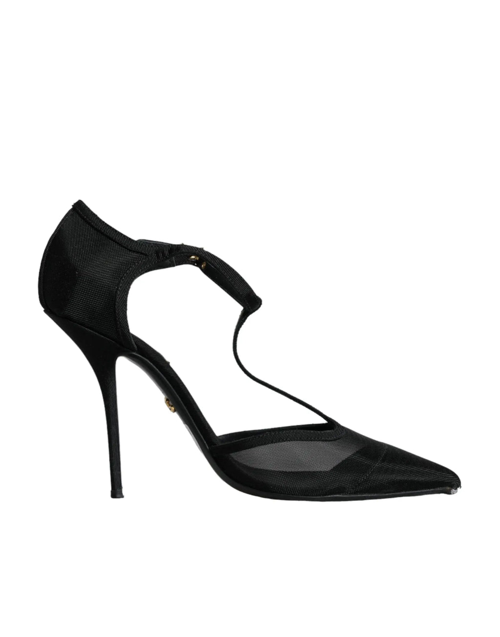 Dolce & gabbana escarpins noirs en tulle et satin avec bride en t à talons aiguilles