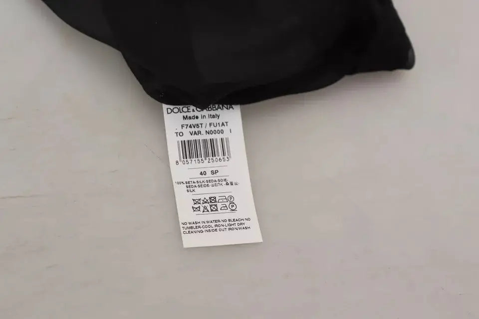 Étiquette en soie mélangée noire dolce gabbana pour blouse noire en mesh transparent pullover