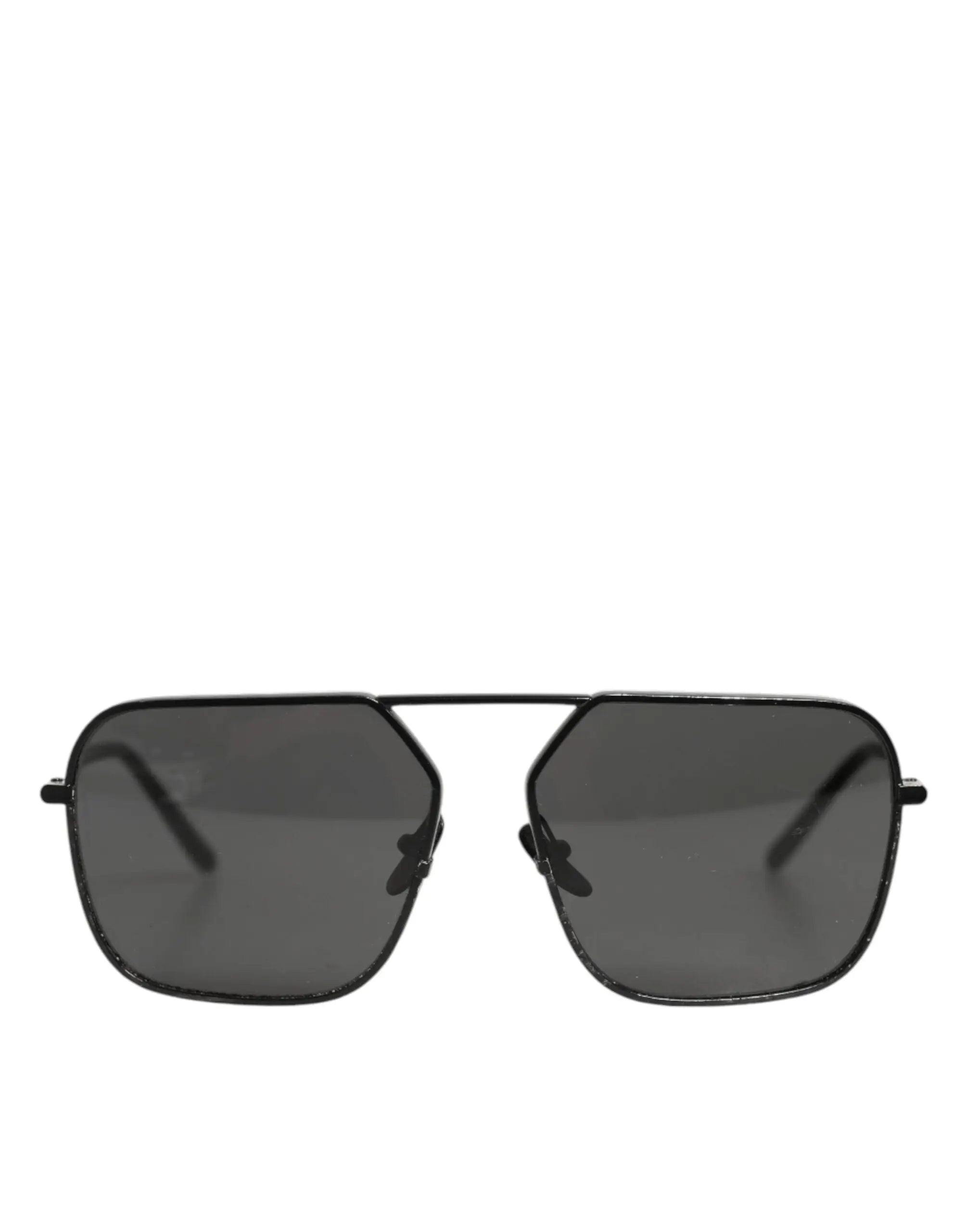 Lunettes de soleil dolce & gabbana aviator en métal noir avec verres carrés gris foncé