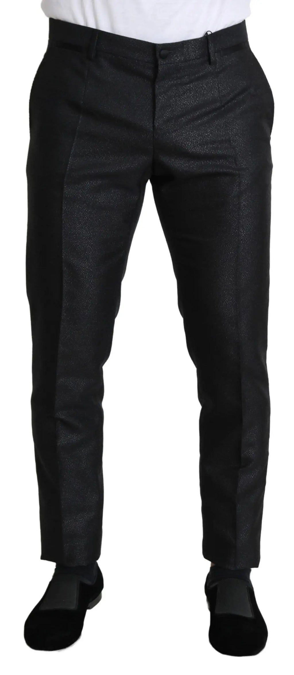 Pantalon habillé skinny noir métallisé dolce & gabbana avec motif scintillant subtil et texture raffinée