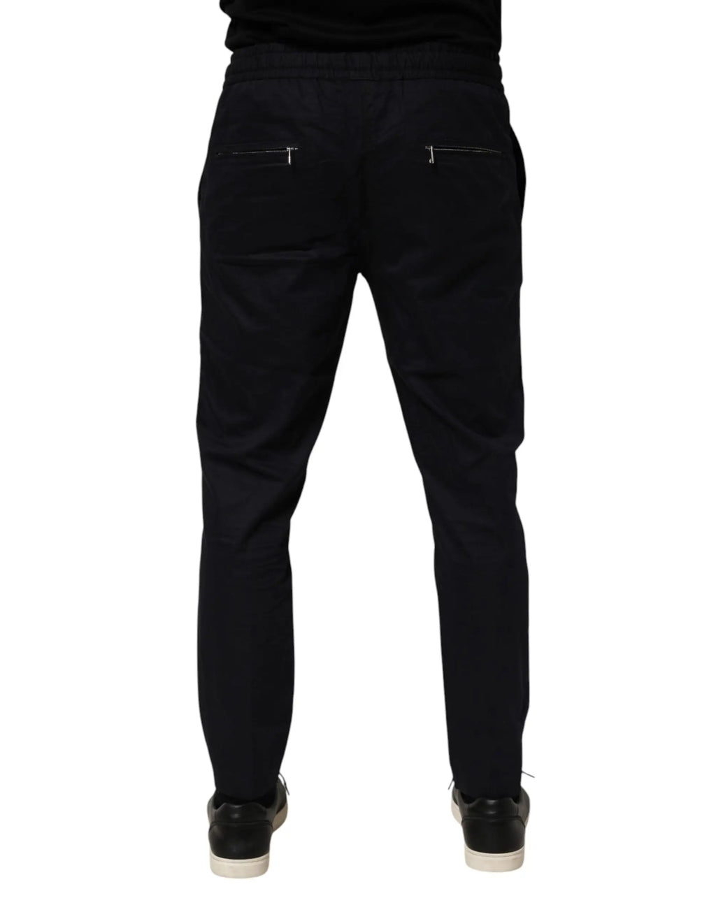 Dolce & Gabbana pantalon jogger homme noir taille moyenne avec taille à cordon et poches zippées tapered