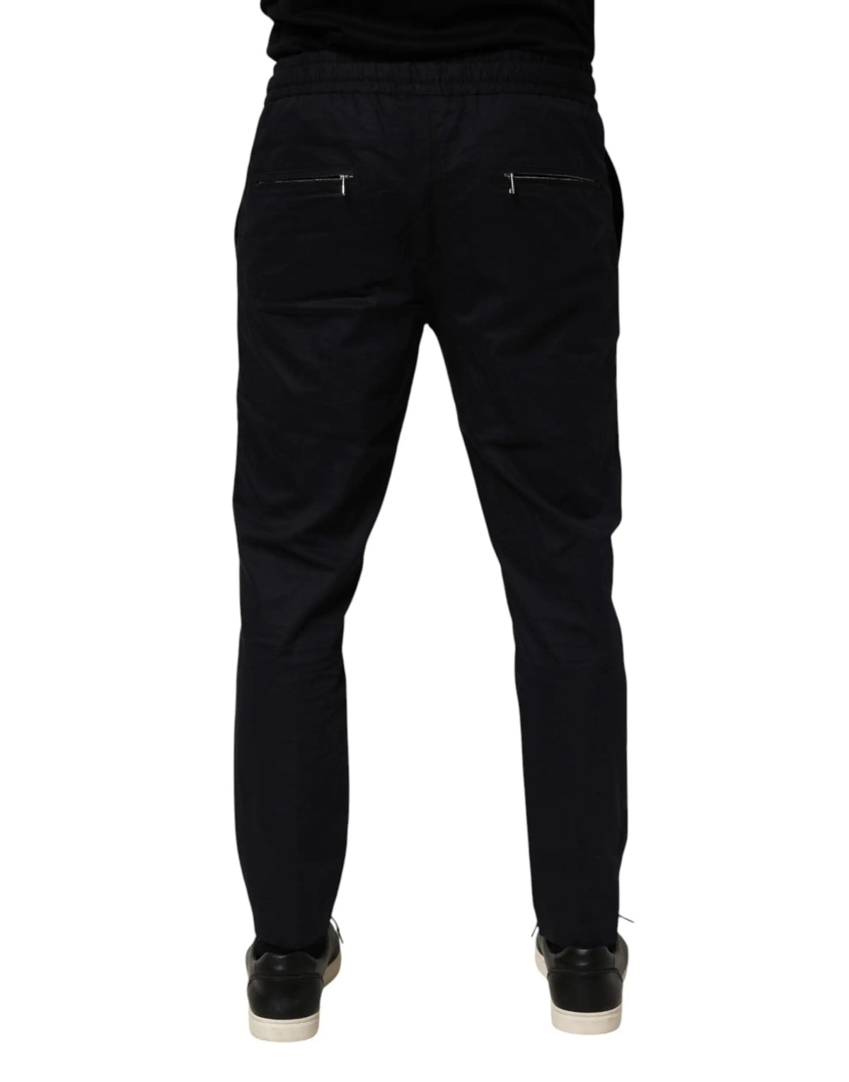 Dolce & Gabbana pantalon jogger homme noir taille moyenne avec taille à cordon et poches zippées tapered