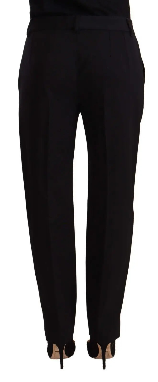Pantalon noir dolce & gabbana en laine taille mi-haute coupe slim avec plis subtils à l’arrière vue dos