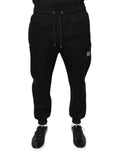 Dolce gabbana pantalon jogger noir en modal avec logo dg brodé subtil sur la cuisse homme