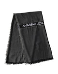 Écharpe dolce & gabbana noire en modal avec franges et bande logo blanc 140cm x 134cm pour homme
