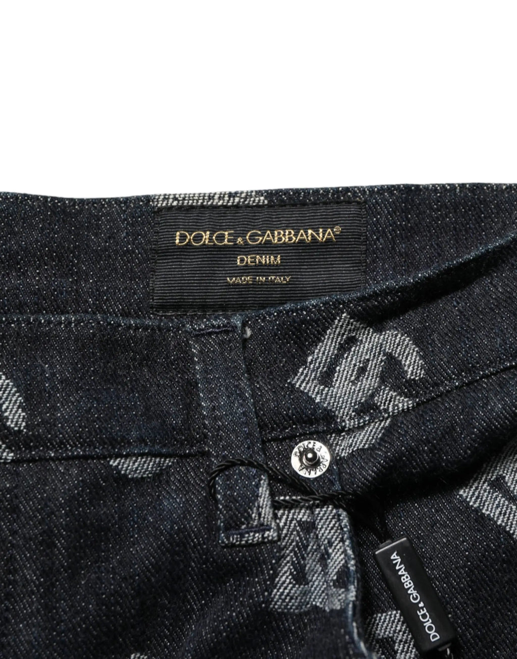 Short bermuda cargo homme en denim noir dolce gabbana avec motif monogramme dg gris clair sur tissu jean