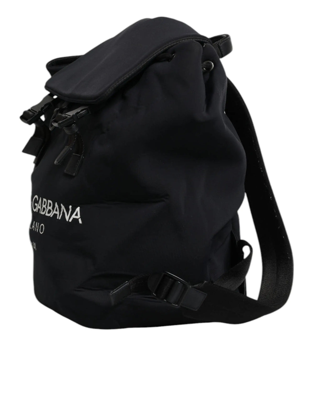 Sac à dos d&g noir en néoprène nylon avec logo brodé blanc et bretelles ajustables pour l’école