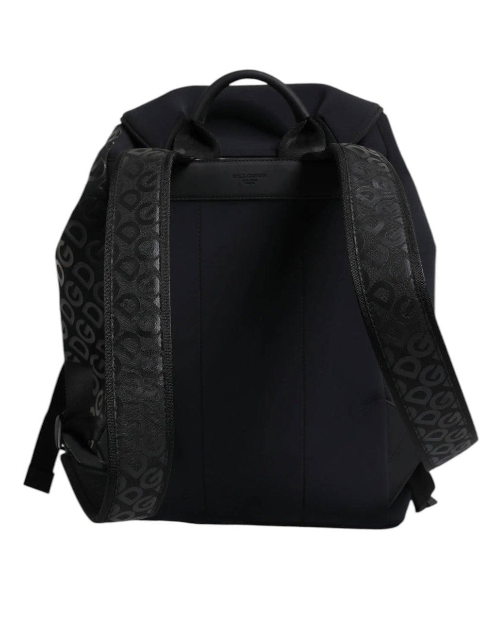 Dos de sac à dos scolaire dolce & gabbana noir en néoprène nylon avec bretelles texturées logo répété