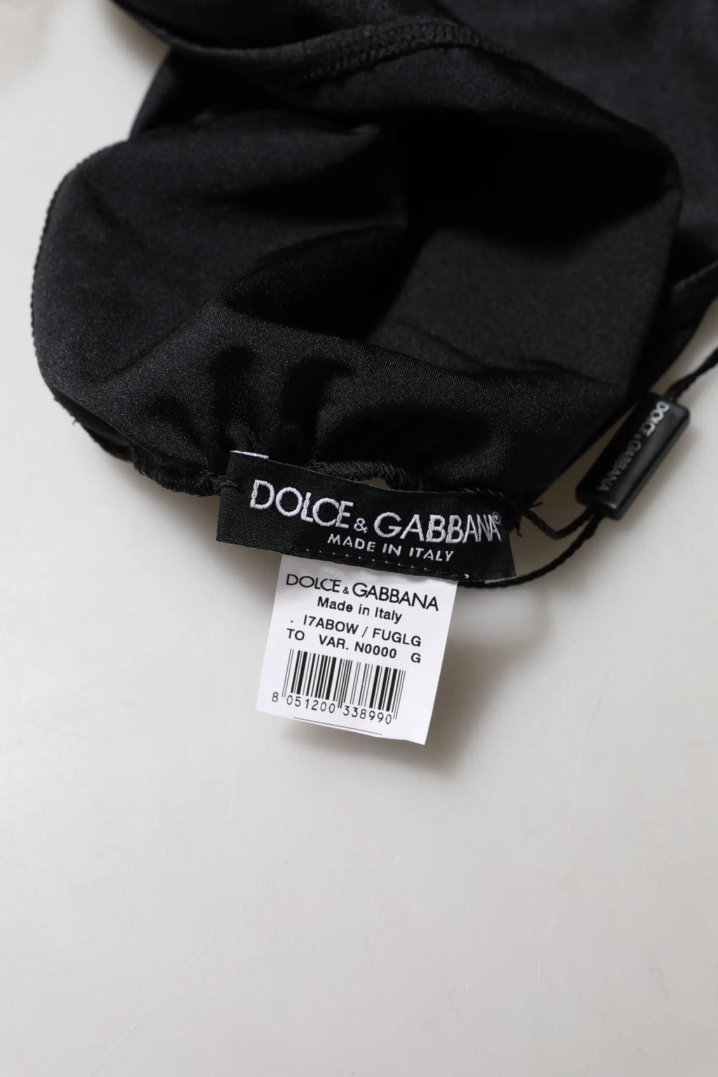 Étiquette en satin noir dolce & gabbana d un bustier bandeau tube sans bretelles en nylon noir mêlé