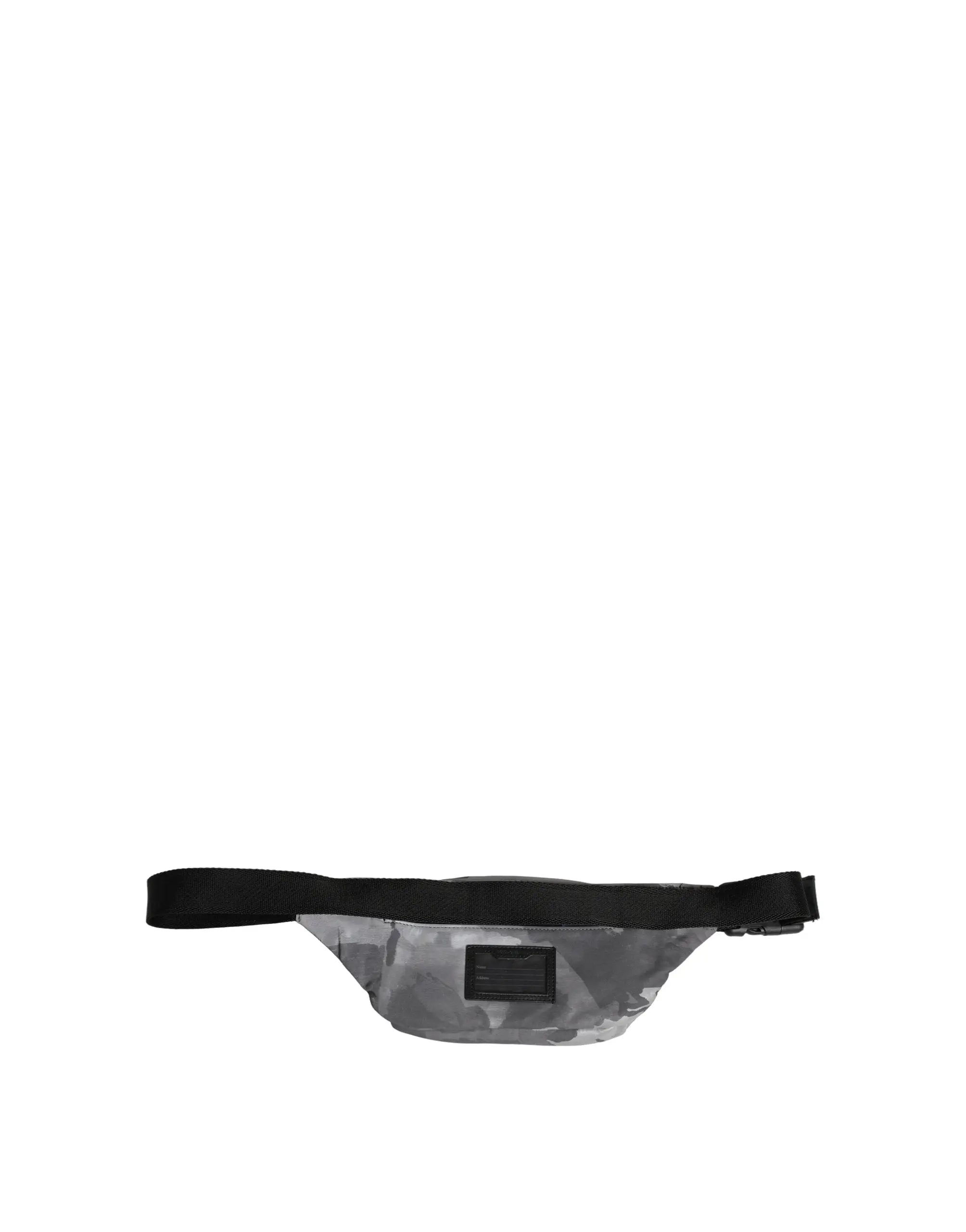 Sac banane dolce & gabbana en nylon noir camouflage transparent avec sangle réglable noire et plaque en laiton