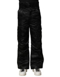 Pantalon droit dolce et gabbana en nylon noir avec ceinture large et poches multiples type cargo en satin