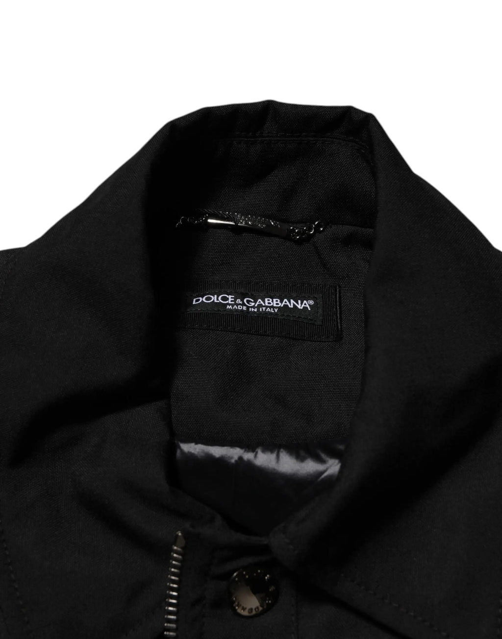 Veste blouson bomber dolce & gabbana noire en nylon avec col structuré élégant et fermetures éclair métalliques subtils