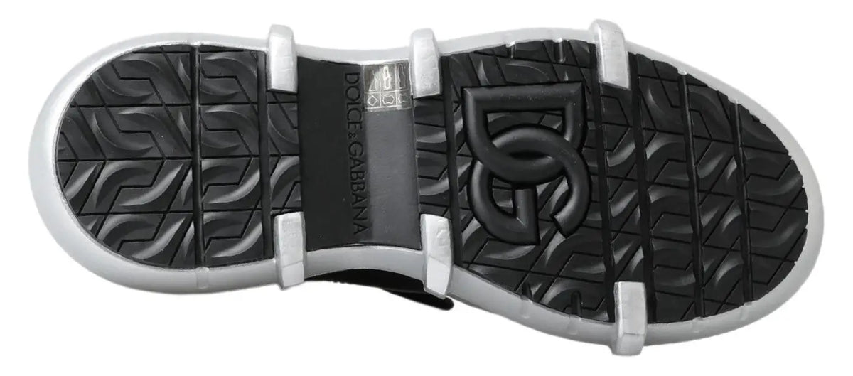 Semelle de chaussure dolce & gabbana noire et blanche en nylon avec logo embossé et semelle intermédiaire blanche contrastante