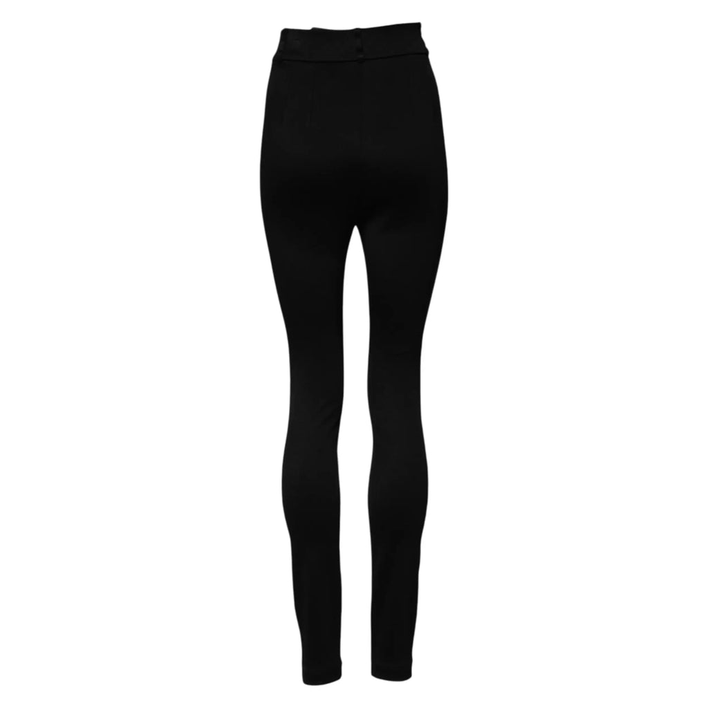 Legging noir dolce & gabbana en nylon taille haute avec tissu lisse et coupe ajustée
