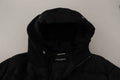 Parka noire dolce & gabbana en nylon avec capuche et boutons-pression argentés pour l’hiver