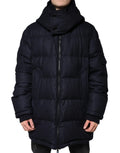 Dolce & gabbana manteau homme noir en nylon avec capuche et doudoune à col montant et fermeture éclair frontale