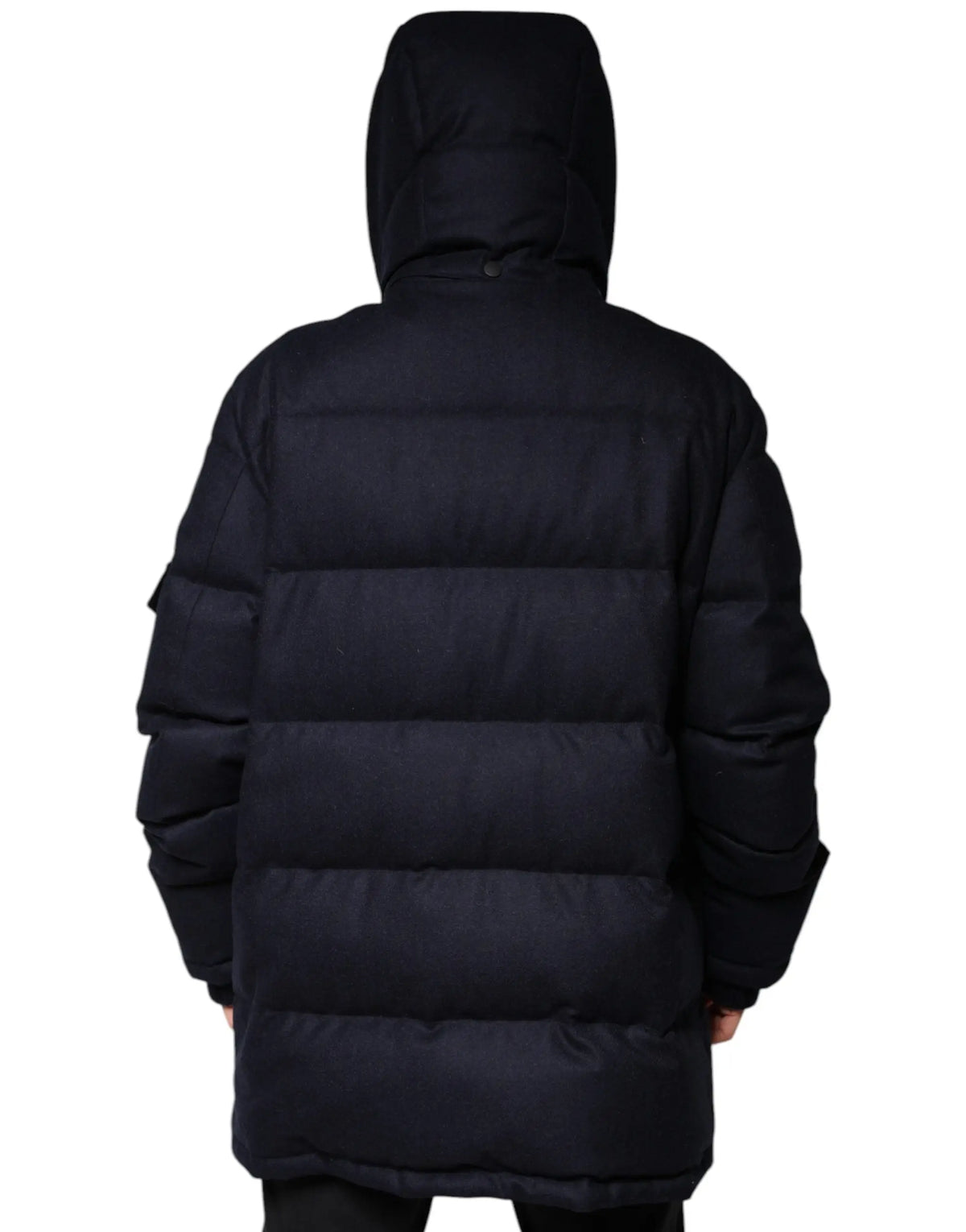 Dolce & Gabbana manteau homme noir en nylon avec capuche et matelassage horizontal style doudoune