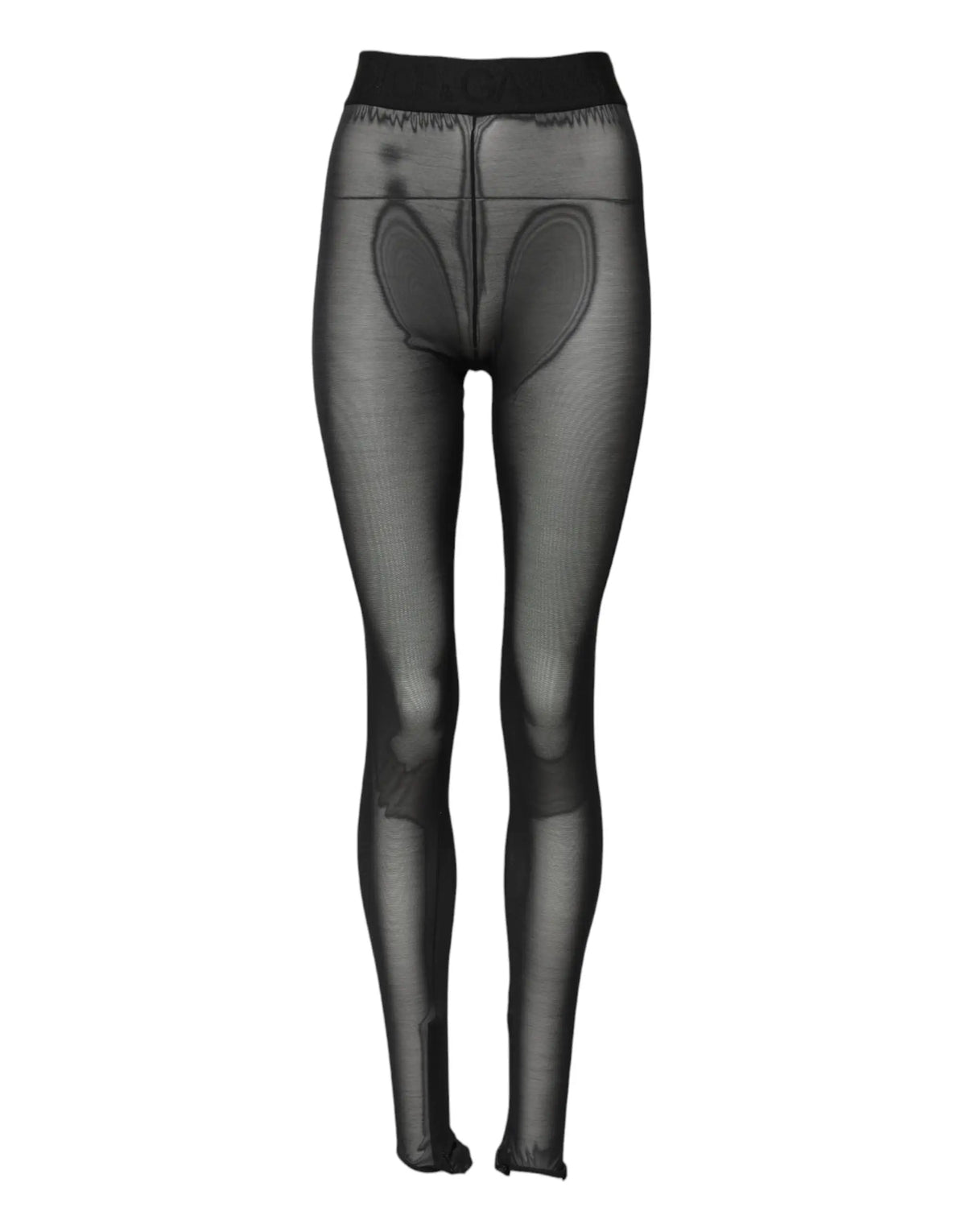 Collants noirs transparents dolce & gabbana avec bande élastique taille haute et sections rembourrées confortables en nylon