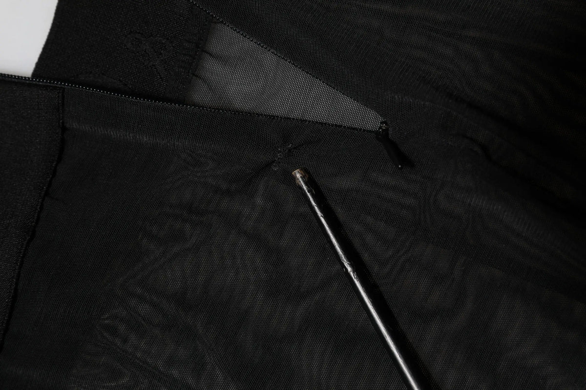 Legging noir en nylon dolce & gabbana avec tissu mesh, fermeture éclair et détails métalliques