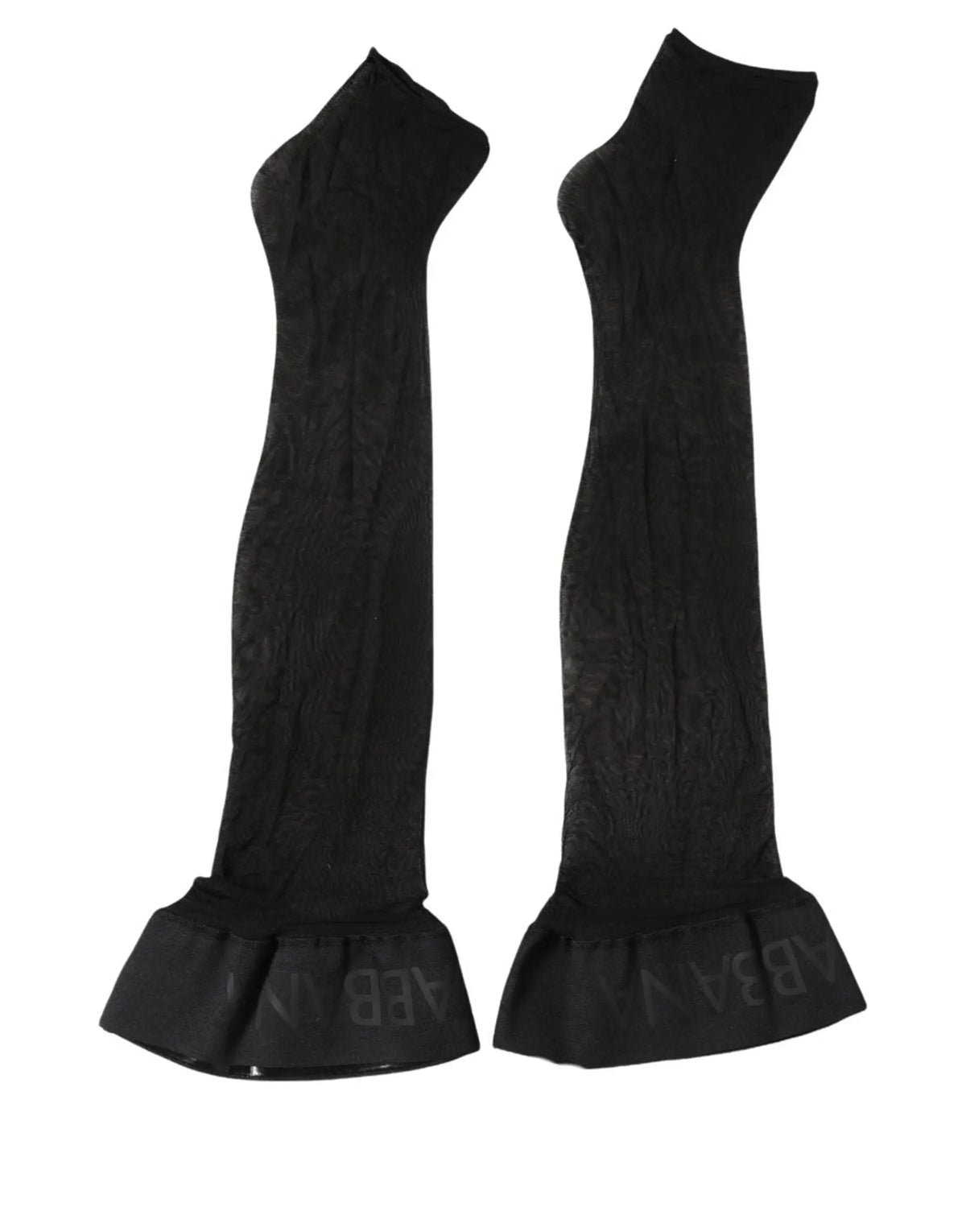 Gants en dentelle noire avec poignets à volants et lettrage embossé subtil accessoires dolce gabbana