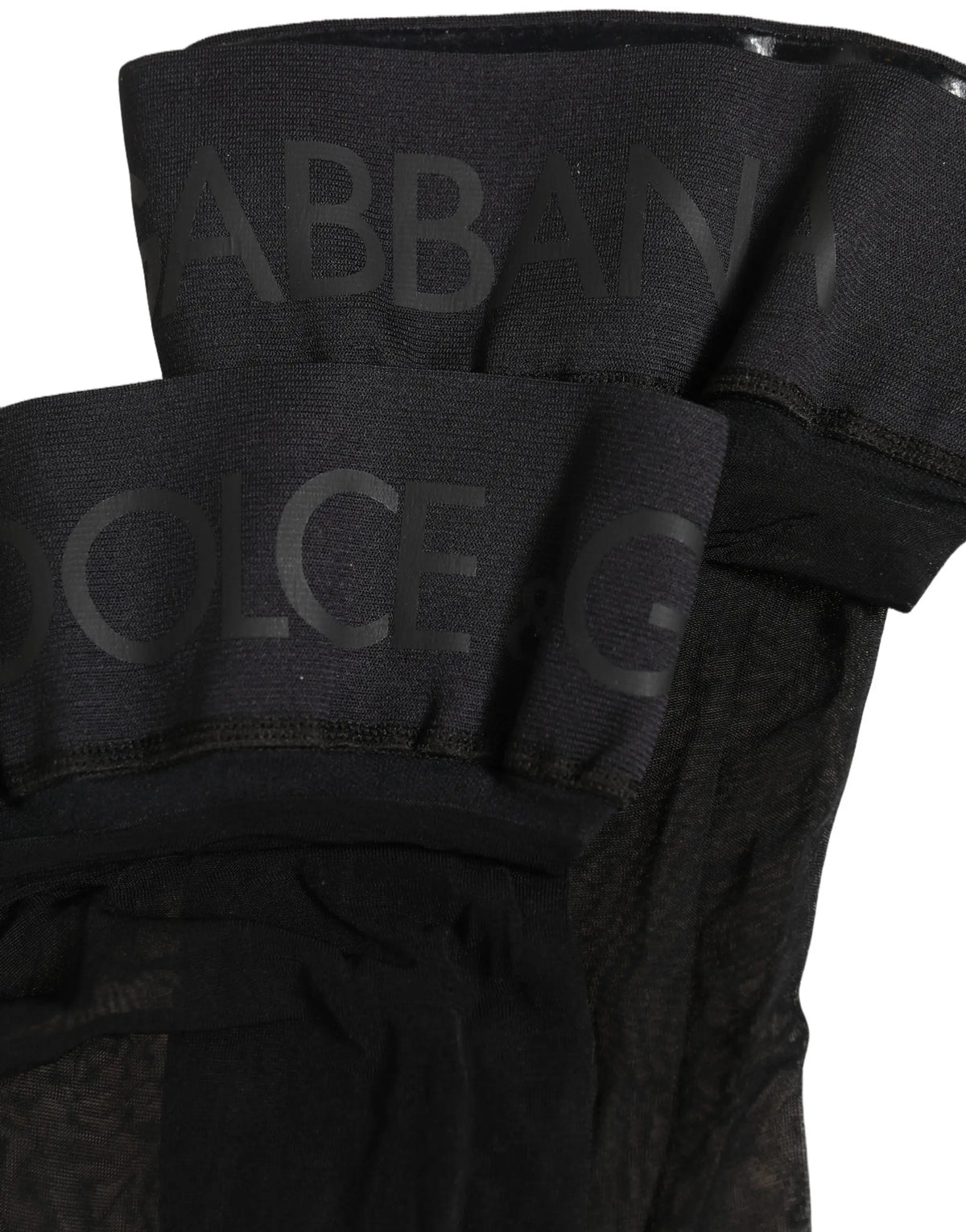 Culotte noire en dentelle dolce gabbana avec ceinture élastique côtelée et logo gris subtil en nylon