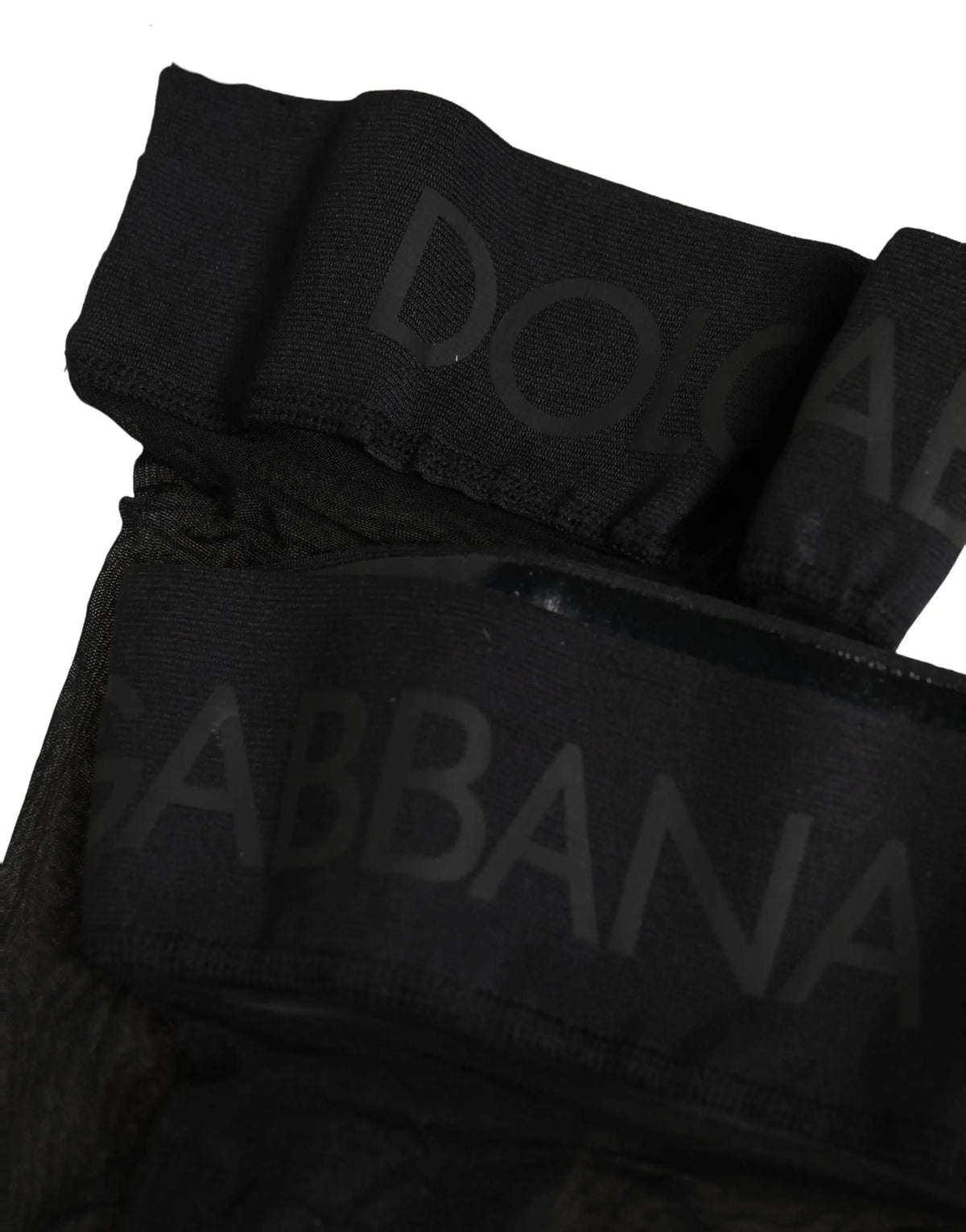 Ceinture en tissu noir dolce & gabbana avec lettrage ton sur ton pour accessoire femme en nylon et cuir
