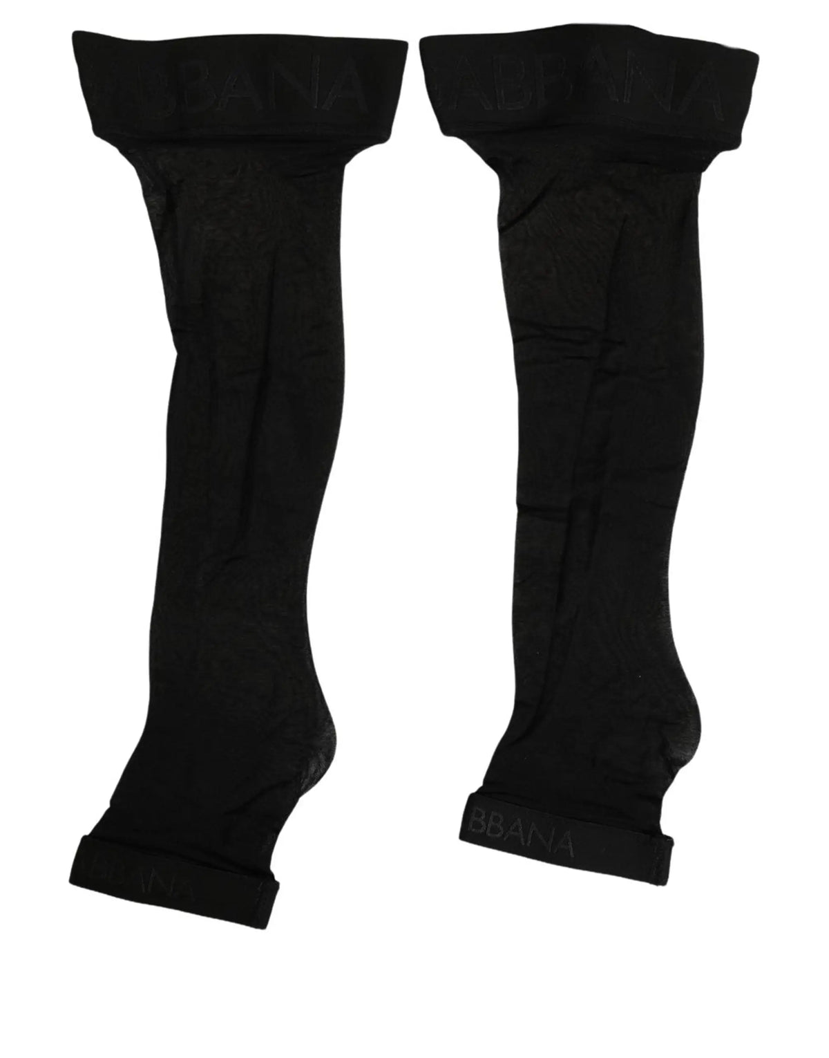 Chaussettes noires dolce gabbana en nylon avec logo brodé et bord côtelé pour femme au mollet