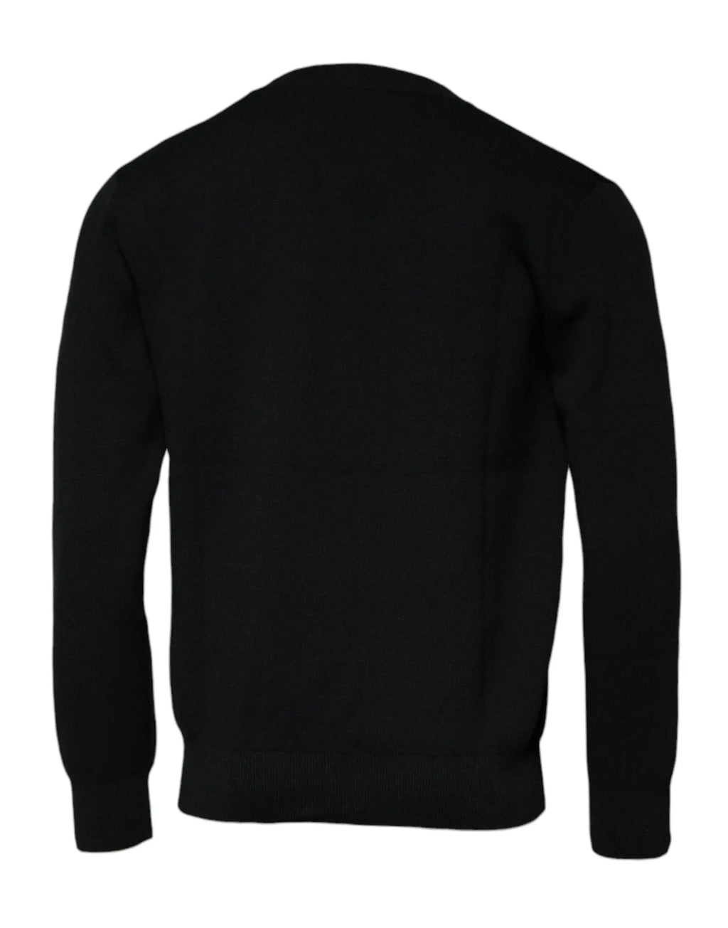 Dolce & gabbana pull noir en nylon à col rond avec poignets et ourlet côtelés