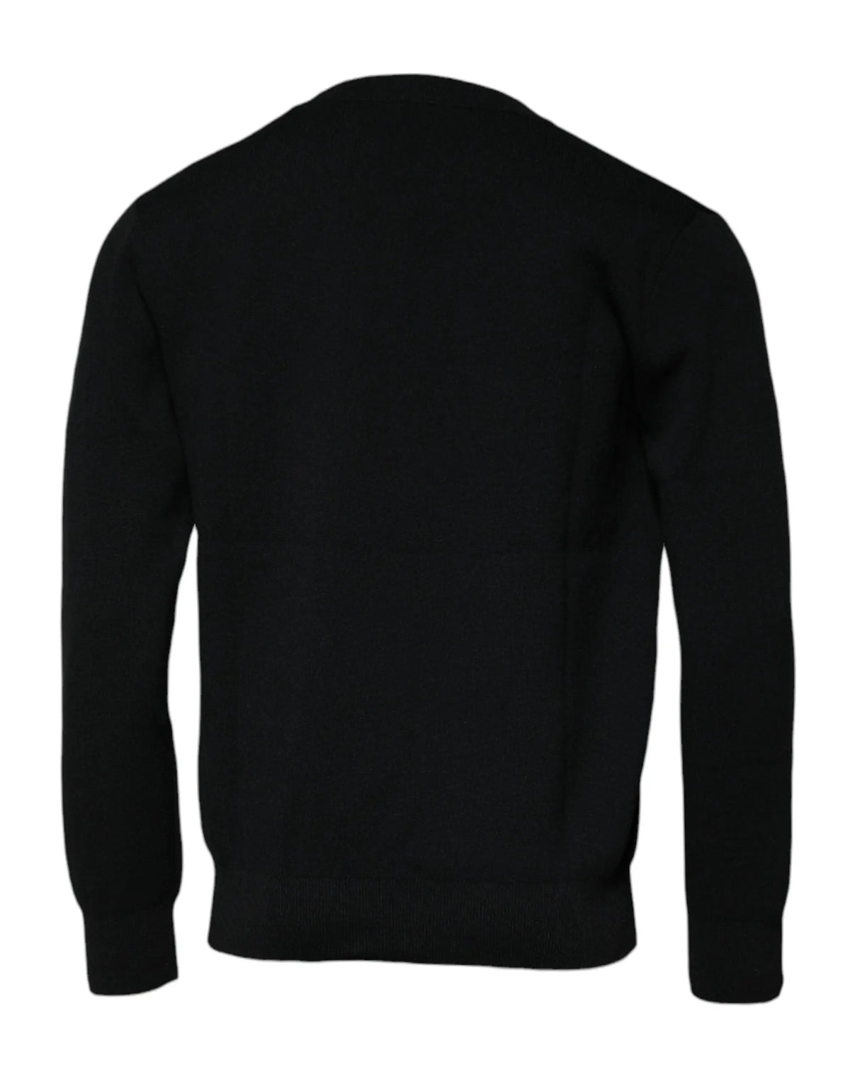 Dolce & gabbana pull noir en nylon à col rond avec poignets et ourlet côtelés