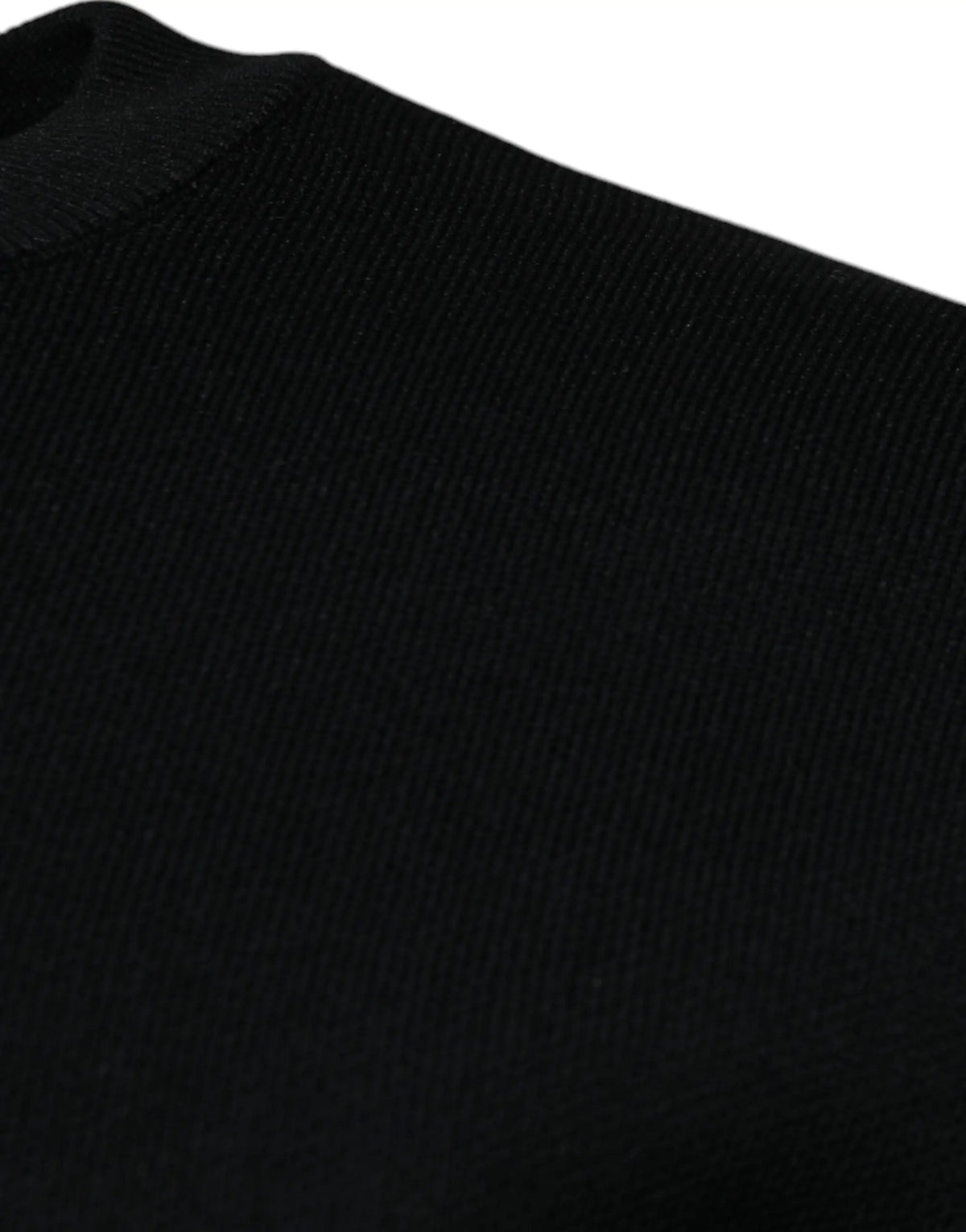 Dolce & gabbana pull noir en nylon avec col rond et logo, en maille côtelée noire à col roulé