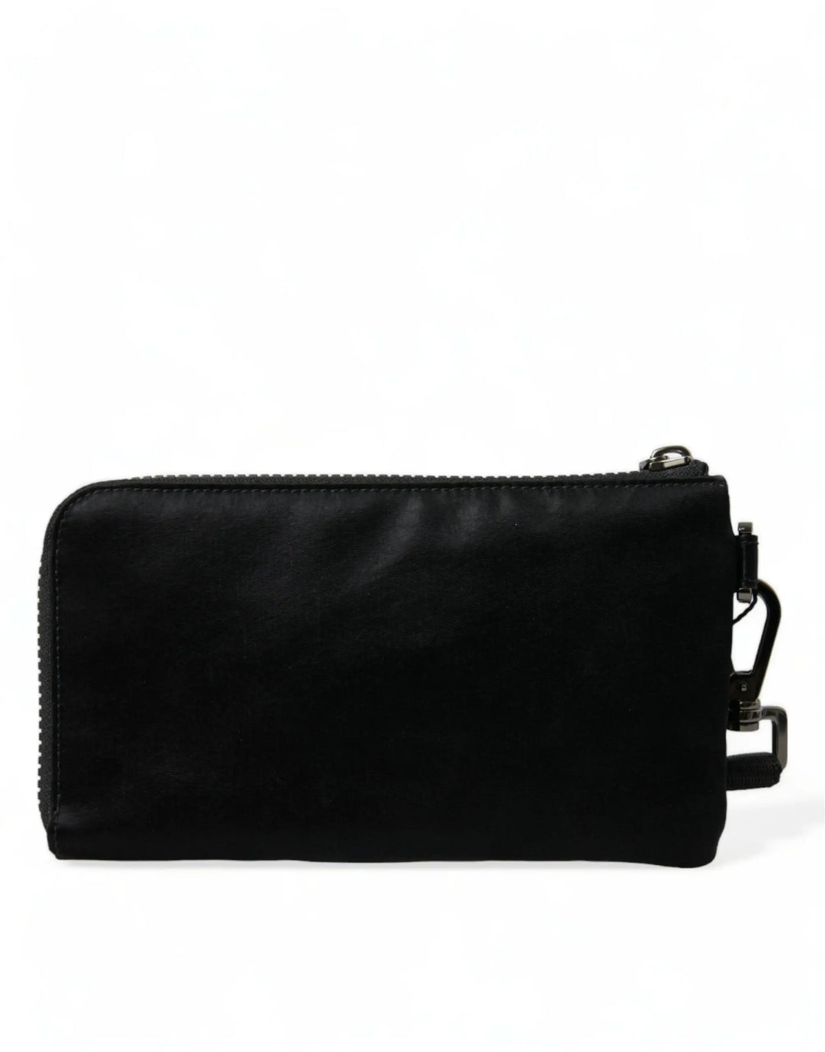 Pochette clé dolce & gabbana en nylon noir avec logo et mousqueton pour un rangement sécurisé