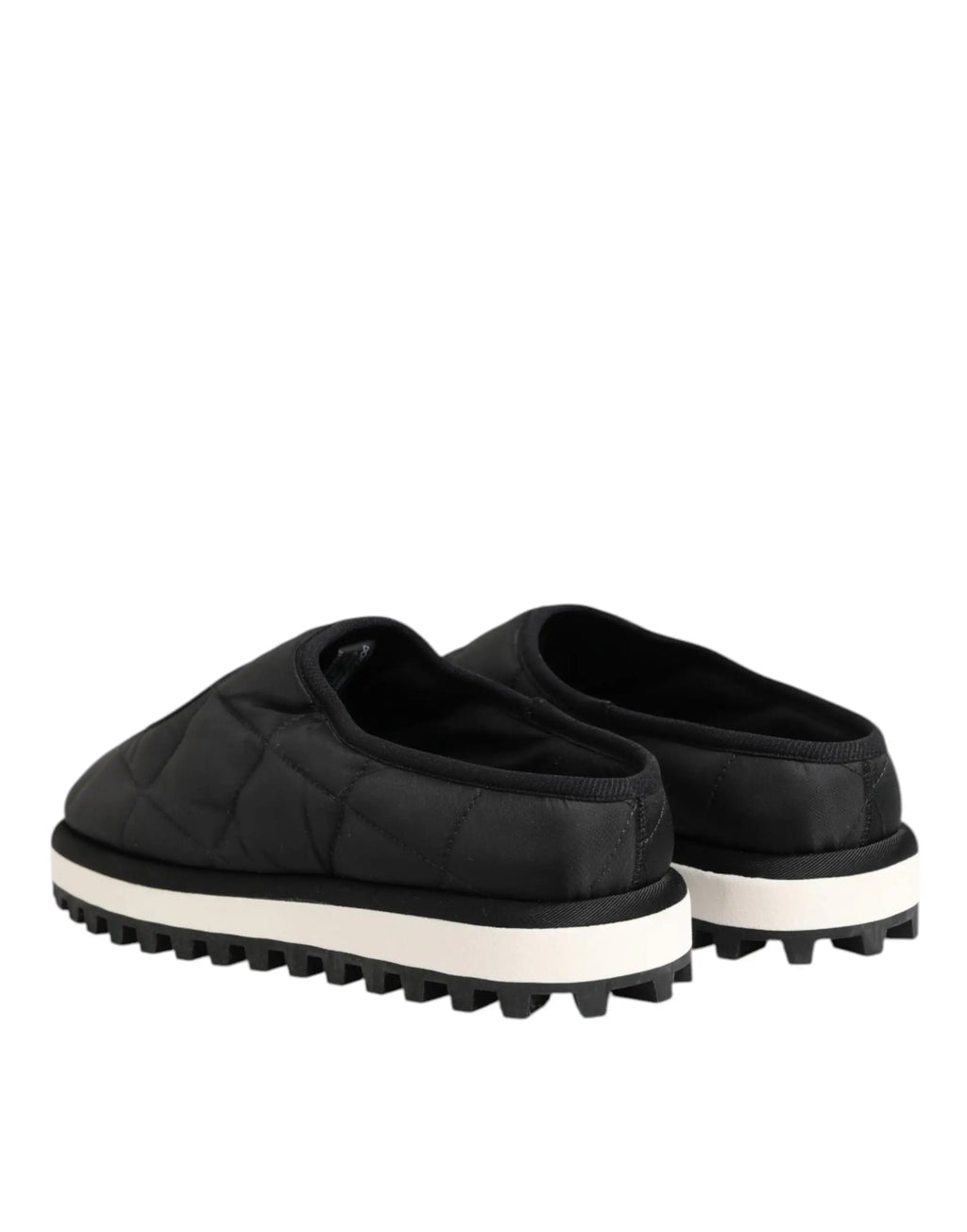 Dolce & Gabbana mules slip-on en nylon noir matelassé avec semelle blanche en caoutchouc texturée