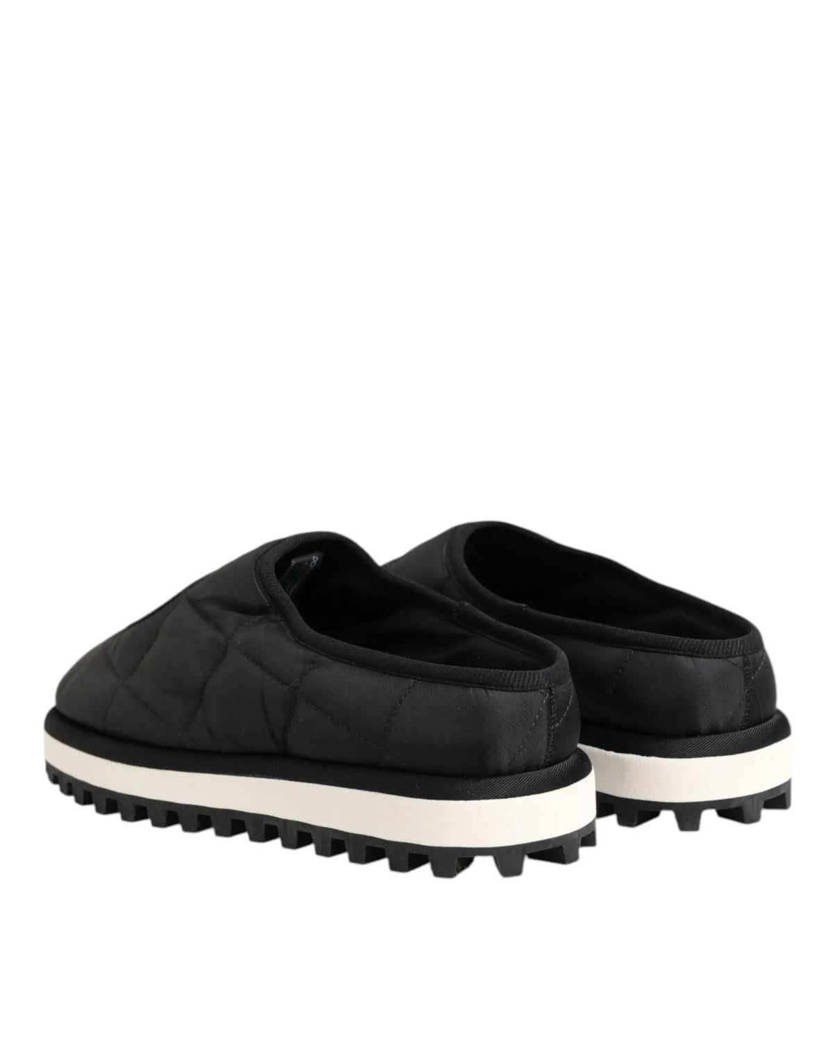 Dolce & Gabbana mules slip-on en nylon noir matelassé avec semelle blanche en caoutchouc texturée