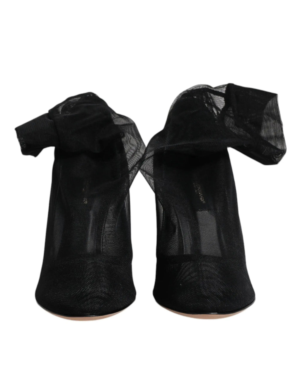 Bottes à talons haut dolce & gabbana en mesh noir transparent avec un nœud volumineux en nylon style chaussette