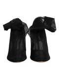 Bottes à talons haut dolce & gabbana en mesh noir transparent avec un nœud volumineux en nylon style chaussette
