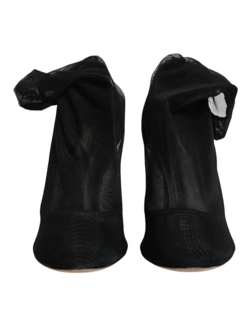 Dolce & gabbana bottines chaussettes en nylon noir à talons en mesh avec design ajusté et texture subtile