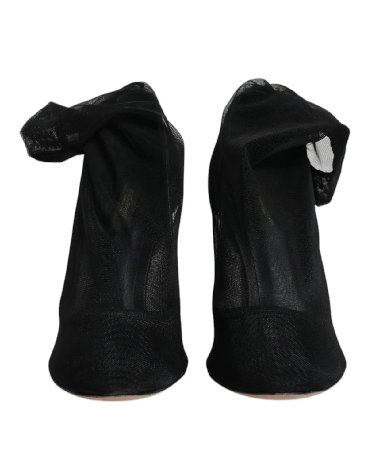Dolce & gabbana bottines chaussettes en nylon noir à talons en mesh avec design ajusté et texture subtile