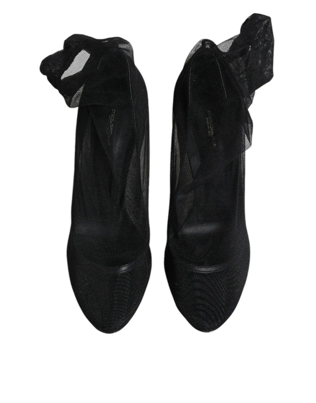 Dolce & gabbana bottines en mesh nylon noir style chaussette noir à talons avec brides en dentelle délicates