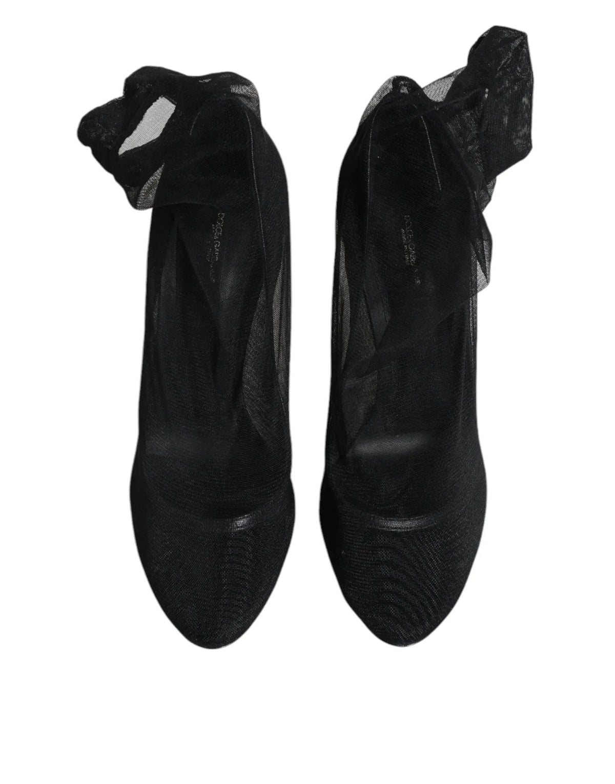 Dolce & gabbana bottines en mesh nylon noir style chaussette noir à talons avec brides en dentelle délicates